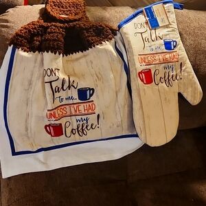 Crochet  topper hanging dishtowel  2 pc set